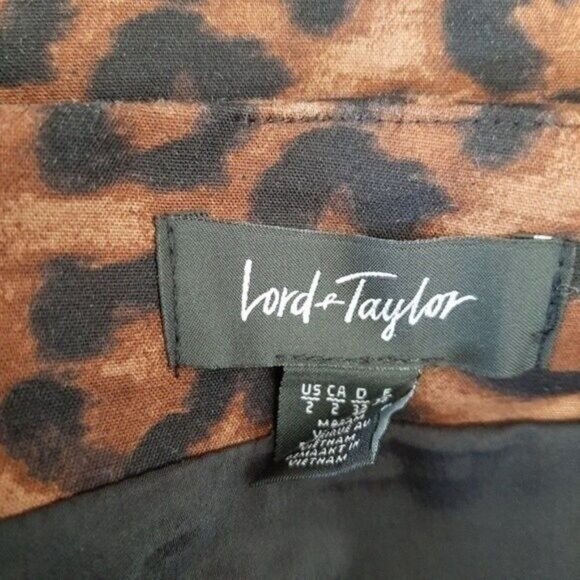 LORD & TAYLOR | Leopard Midi Pencil Skirt Tan & Black Animal Print Sz 2 - Picture 8 of 9